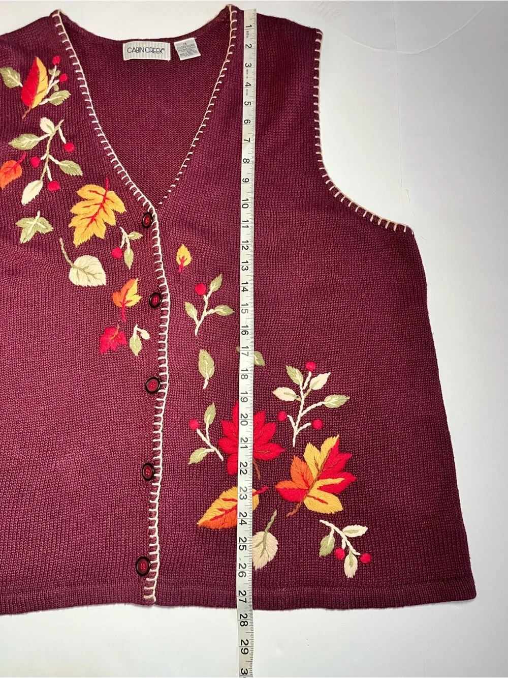 Vintage Cabin Creek Autumn CottageCore Sweater Knit Vest~Embroidered~GrandmaCore - Picture 7 of 8
